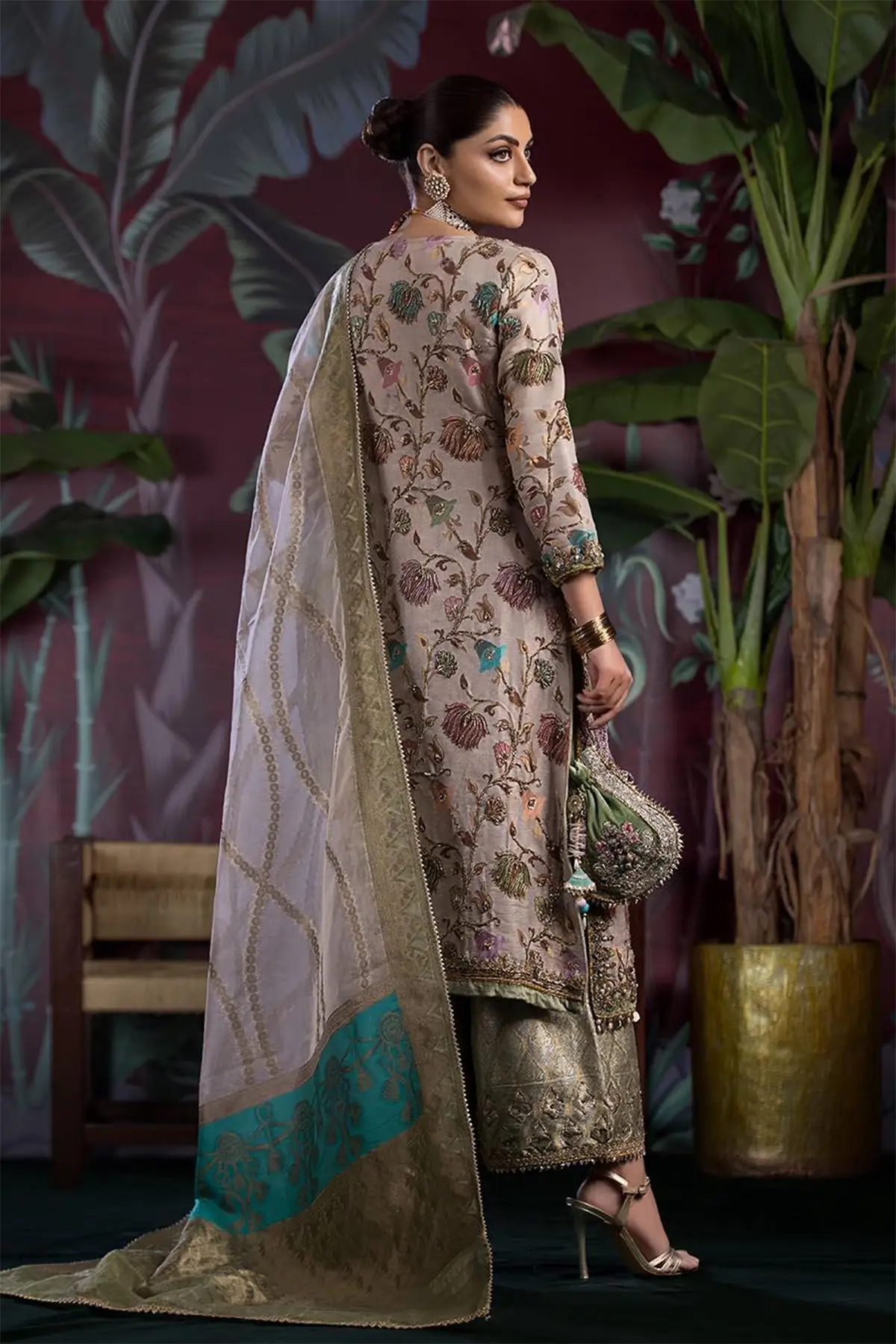 Khudabaksh luxe collection embroidered 3 piece suit - Image 2