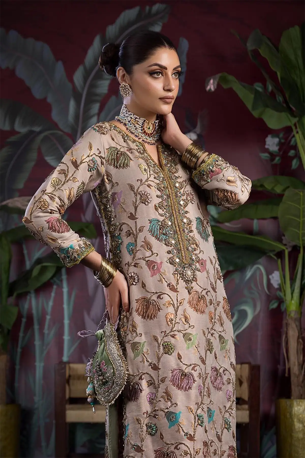 Khudabaksh luxe collection embroidered 3 piece suit - Image 3