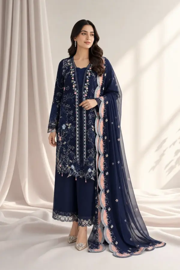 Shiffonz luxe 3 piece chiffon embroidered plazo collection