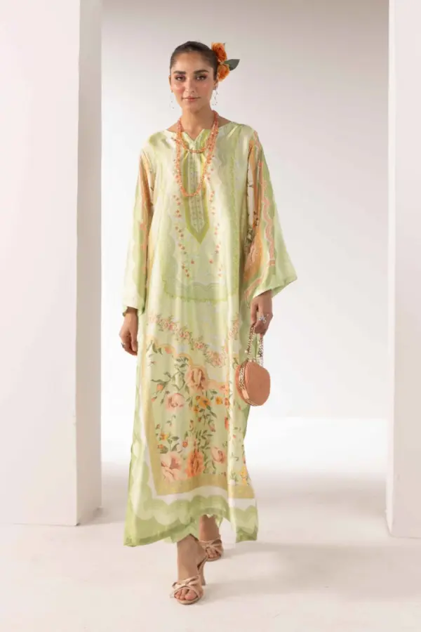 Shiffonz kaftan 2 piece printed coord collection - Green, X - Large