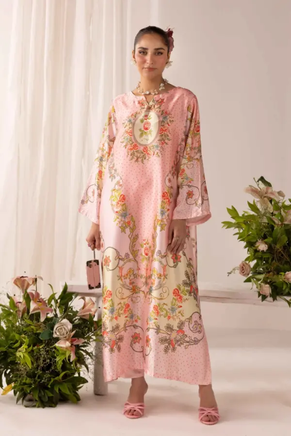Shiffonz kaftan collection 2 piece coord set - Peach, X - Large