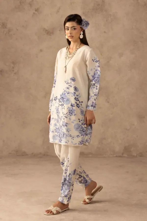 Tauba by Shiffonz printed coord set - Cream, X - Large