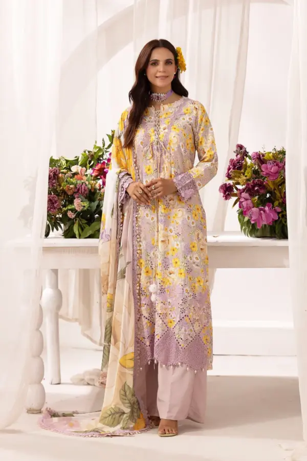 Zarah premium collection 3 piece printed suit - LPINK, X - Large