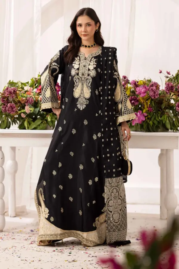 Zarah premium collection 3 piece kaftan suit - Black, X - Large